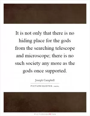 It is not only that there is no hiding place for the gods from the searching telescope and microscope; there is no such society any more as the gods once supported Picture Quote #1