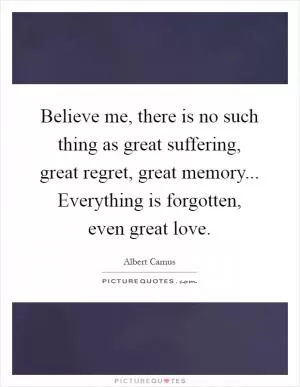Believe me, there is no such thing as great suffering, great regret, great memory... Everything is forgotten, even great love Picture Quote #1
