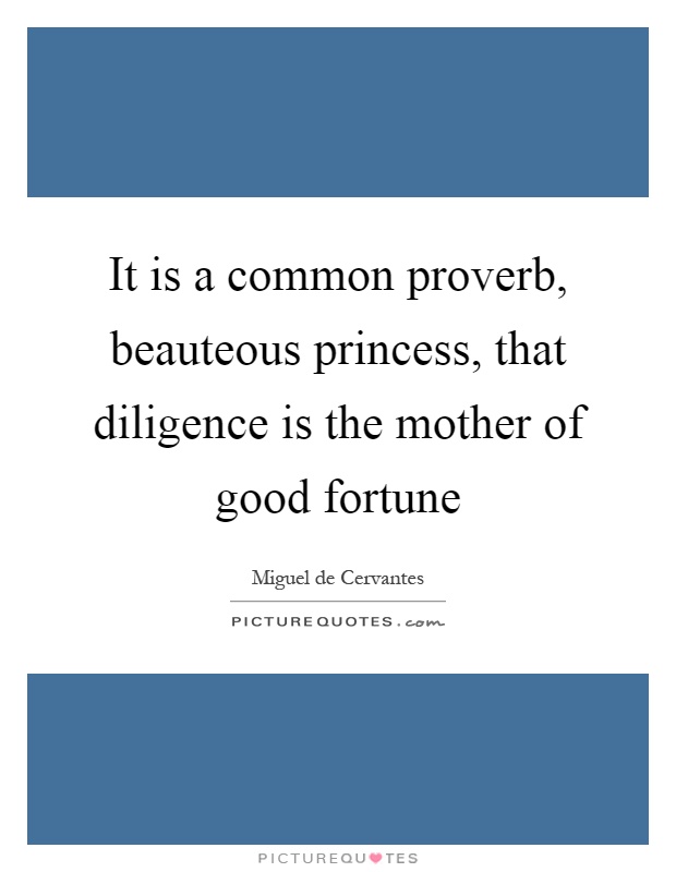 It is a common proverb, beauteous princess, that diligence is the mother of good fortune Picture Quote #1