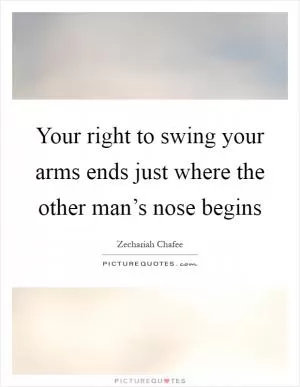 Your right to swing your arms ends just where the other man’s nose begins Picture Quote #1
