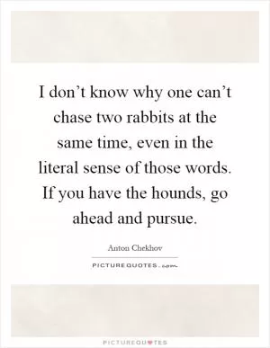 I don’t know why one can’t chase two rabbits at the same time, even in the literal sense of those words. If you have the hounds, go ahead and pursue Picture Quote #1