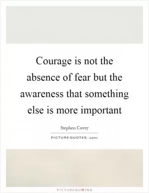 Courage is not the absence of fear but the awareness that something else is more important Picture Quote #1
