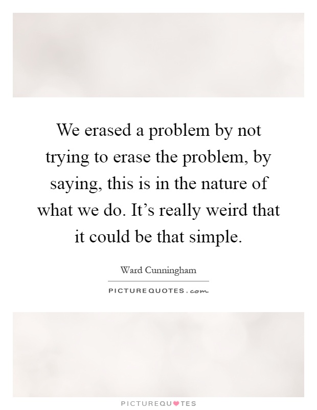 We erased a problem by not trying to erase the problem, by saying, this is in the nature of what we do. It's really weird that it could be that simple Picture Quote #1