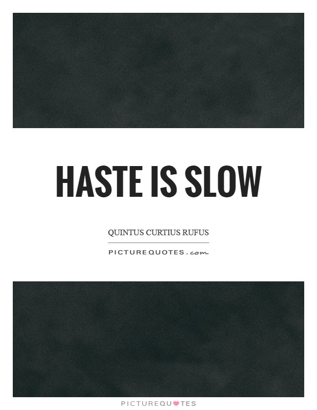 Haste is slow Picture Quote #1