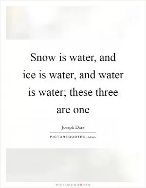 Snow is water, and ice is water, and water is water; these three are one Picture Quote #1