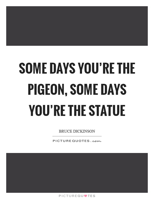 Some days you're the pigeon, some days you're the statue Picture Quote #1
