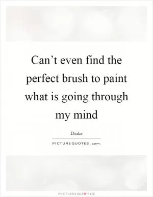 Can’t even find the perfect brush to paint what is going through my mind Picture Quote #1