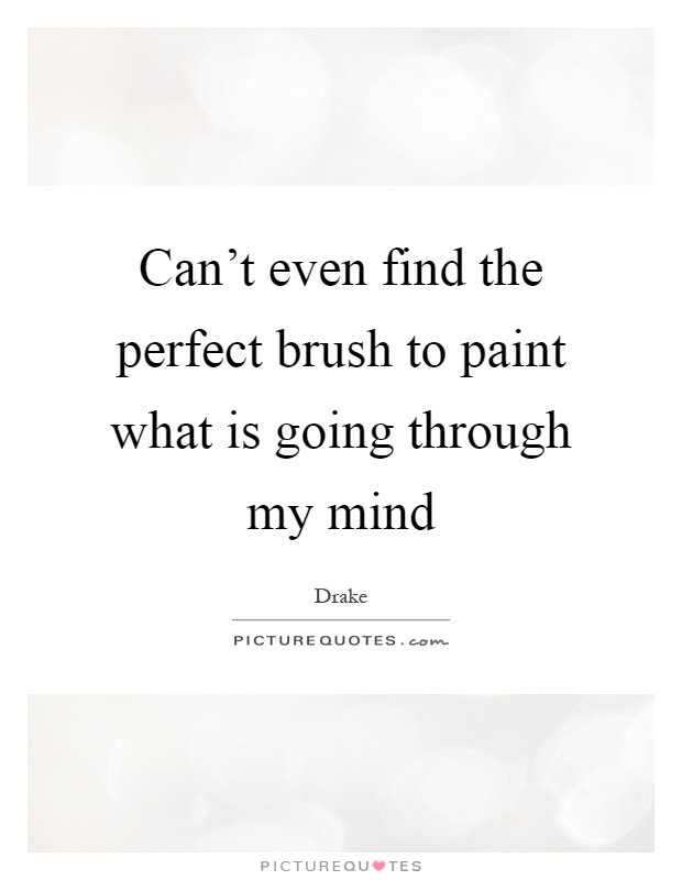 Can't even find the perfect brush to paint what is going through my mind Picture Quote #1
