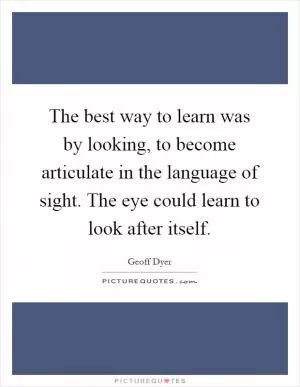 The best way to learn was by looking, to become articulate in the language of sight. The eye could learn to look after itself Picture Quote #1