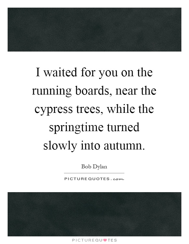 I waited for you on the running boards, near the cypress trees, while the springtime turned slowly into autumn Picture Quote #1