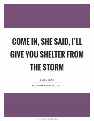 Come in, she said, I’ll give you shelter from the storm Picture Quote #1