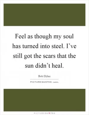 Feel as though my soul has turned into steel. I’ve still got the scars that the sun didn’t heal Picture Quote #1