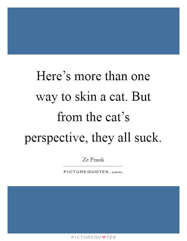 Here's more than one way to skin a cat. But from the cat's perspective, they all suck Picture Quote #1