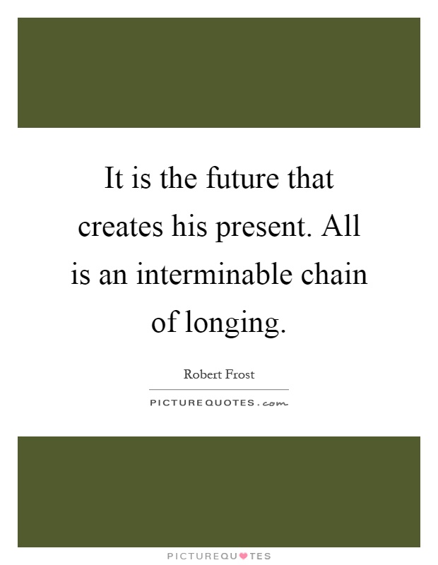 It is the future that creates his present. All is an interminable chain of longing Picture Quote #1