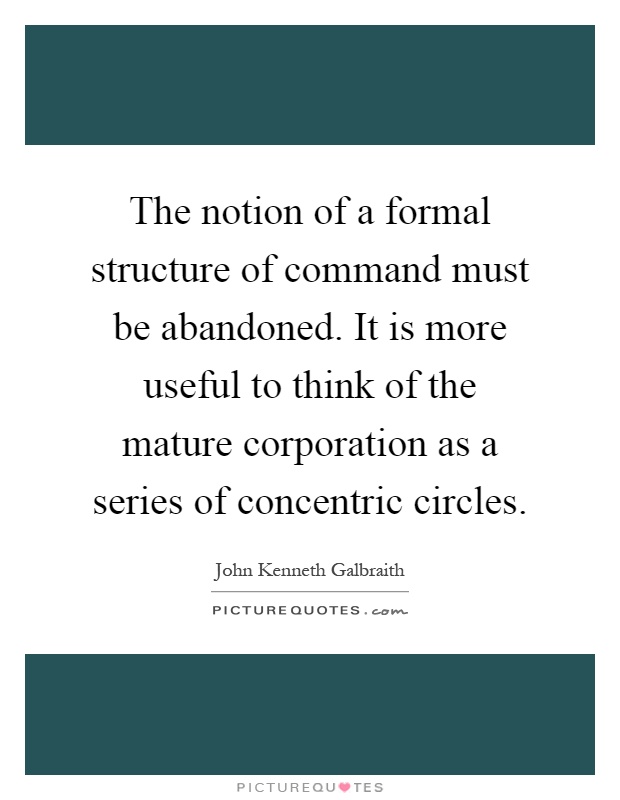 The notion of a formal structure of command must be abandoned. It is more useful to think of the mature corporation as a series of concentric circles Picture Quote #1