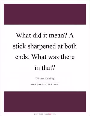 What did it mean? A stick sharpened at both ends. What was there in that? Picture Quote #1