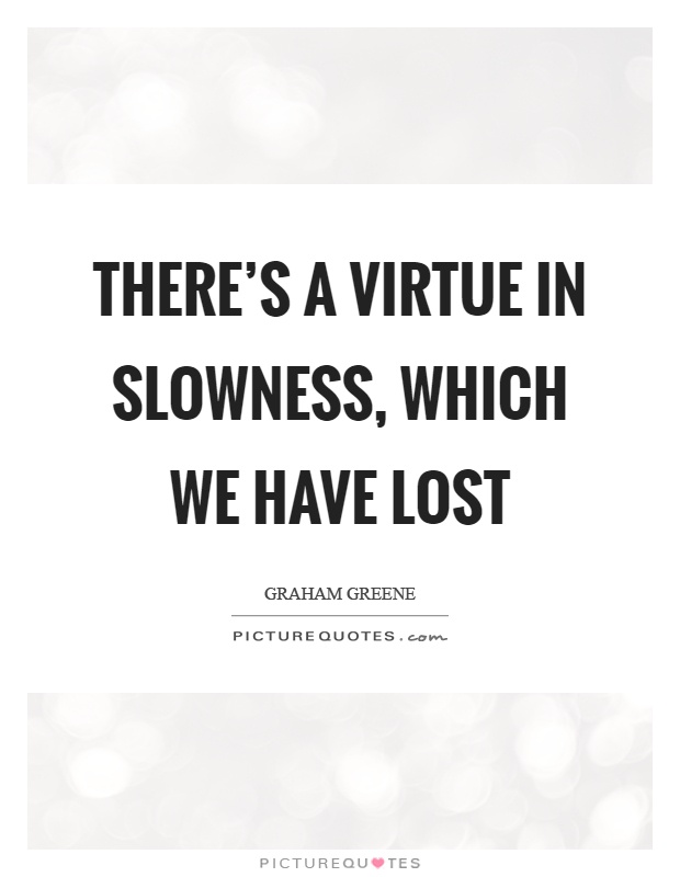 There's a virtue in slowness, which we have lost Picture Quote #1