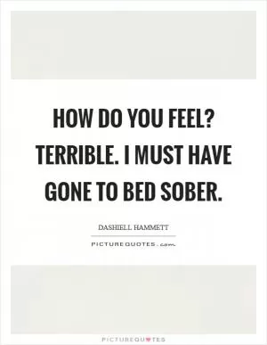 How do you feel? Terrible. I must have gone to bed sober Picture Quote #1