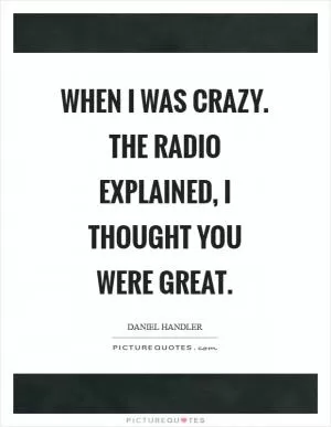 When I was crazy. The radio explained, I thought you were great Picture Quote #1