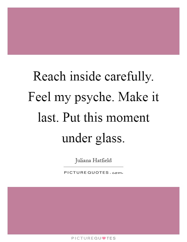 Reach inside carefully. Feel my psyche. Make it last. Put this moment under glass Picture Quote #1