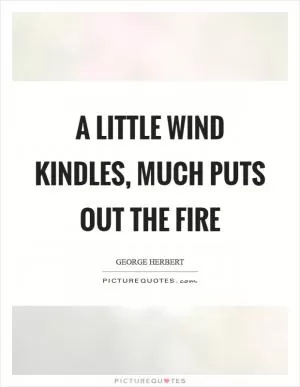 A little wind kindles, much puts out the fire Picture Quote #1