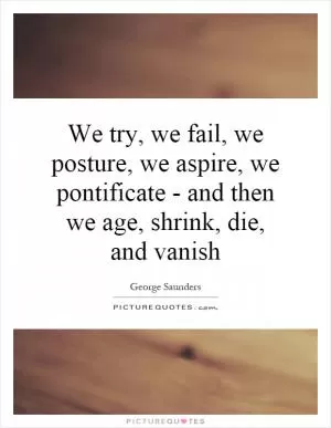 We try, we fail, we posture, we aspire, we pontificate - and then we age, shrink, die, and vanish Picture Quote #1