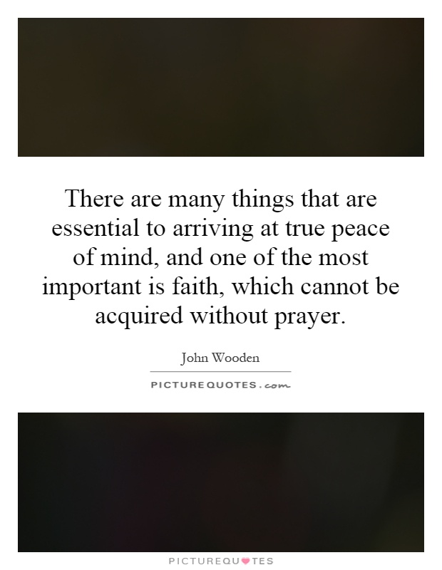 There are many things that are essential to arriving at true peace of mind, and one of the most important is faith, which cannot be acquired without prayer Picture Quote #1