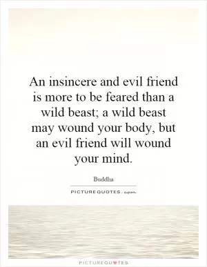 An insincere and evil friend is more to be feared than a wild beast; a wild beast may wound your body, but an evil friend will wound your mind Picture Quote #1