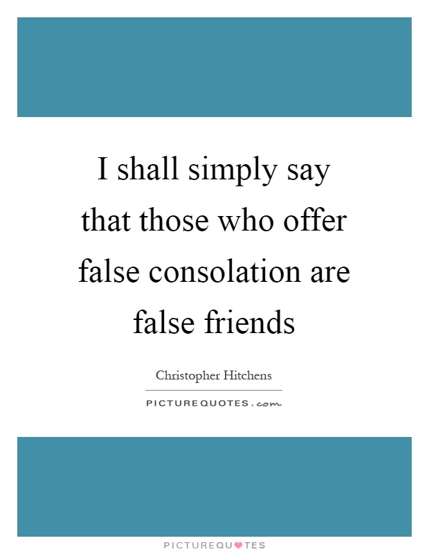 I shall simply say that those who offer false consolation are false friends Picture Quote #1