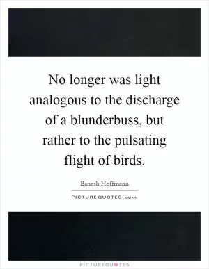 No longer was light analogous to the discharge of a blunderbuss, but rather to the pulsating flight of birds Picture Quote #1