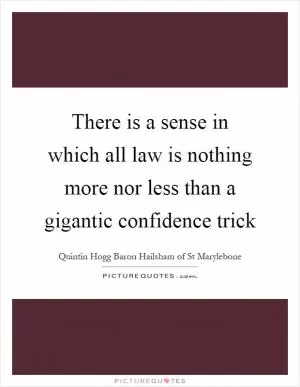 There is a sense in which all law is nothing more nor less than a gigantic confidence trick Picture Quote #1