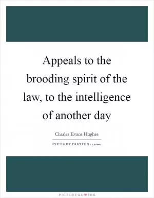 Appeals to the brooding spirit of the law, to the intelligence of another day Picture Quote #1