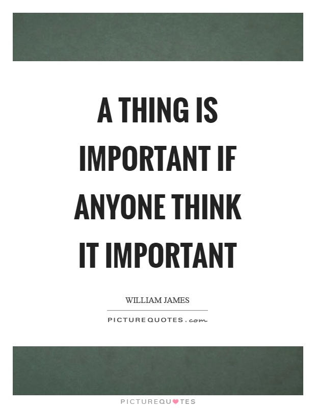 A thing is important if anyone think it important Picture Quote #1