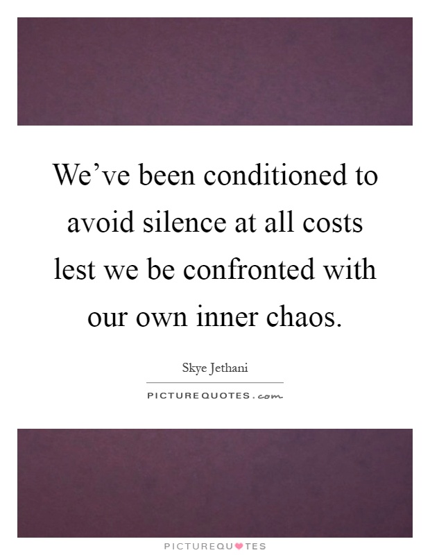 We've been conditioned to avoid silence at all costs lest we be confronted with our own inner chaos Picture Quote #1