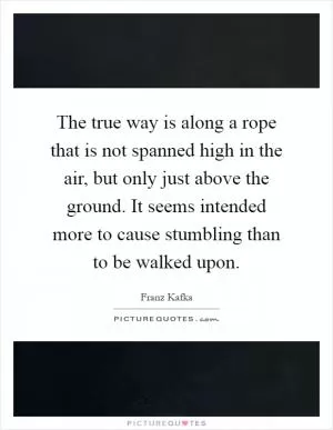 The true way is along a rope that is not spanned high in the air, but only just above the ground. It seems intended more to cause stumbling than to be walked upon Picture Quote #1