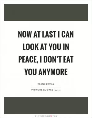 Now at last I can look at you in peace, I don’t eat you anymore Picture Quote #1