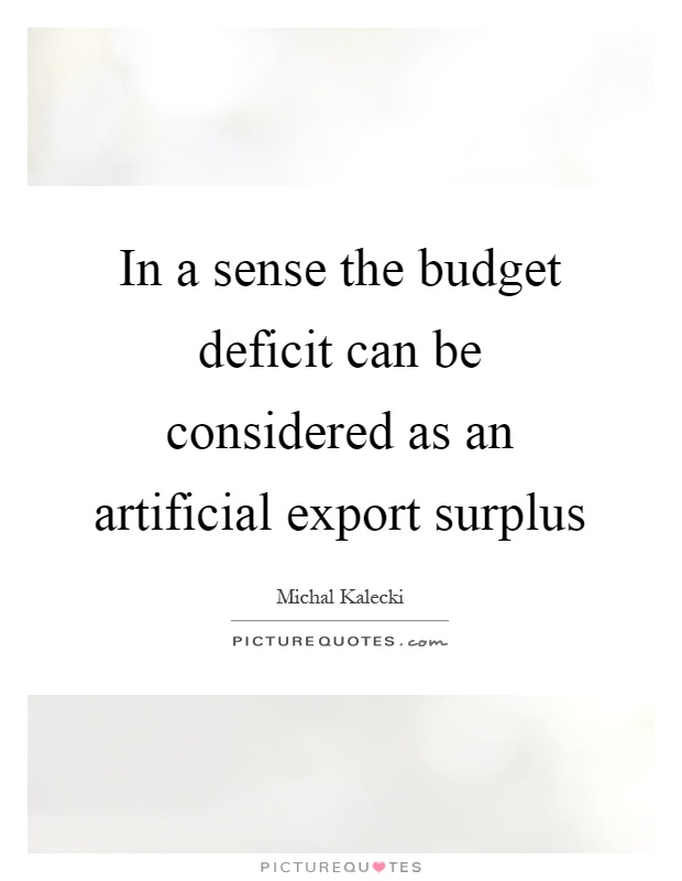 In a sense the budget deficit can be considered as an artificial export surplus Picture Quote #1