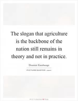 The slogan that agriculture is the backbone of the nation still remains in theory and not in practice Picture Quote #1