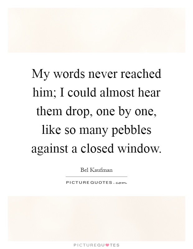 My words never reached him; I could almost hear them drop, one by one, like so many pebbles against a closed window Picture Quote #1