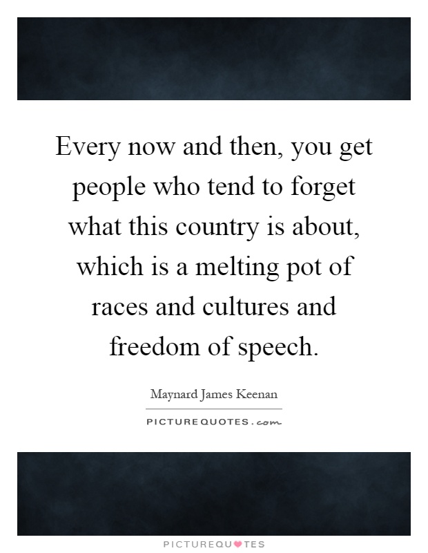 Every now and then, you get people who tend to forget what this country is about, which is a melting pot of races and cultures and freedom of speech Picture Quote #1