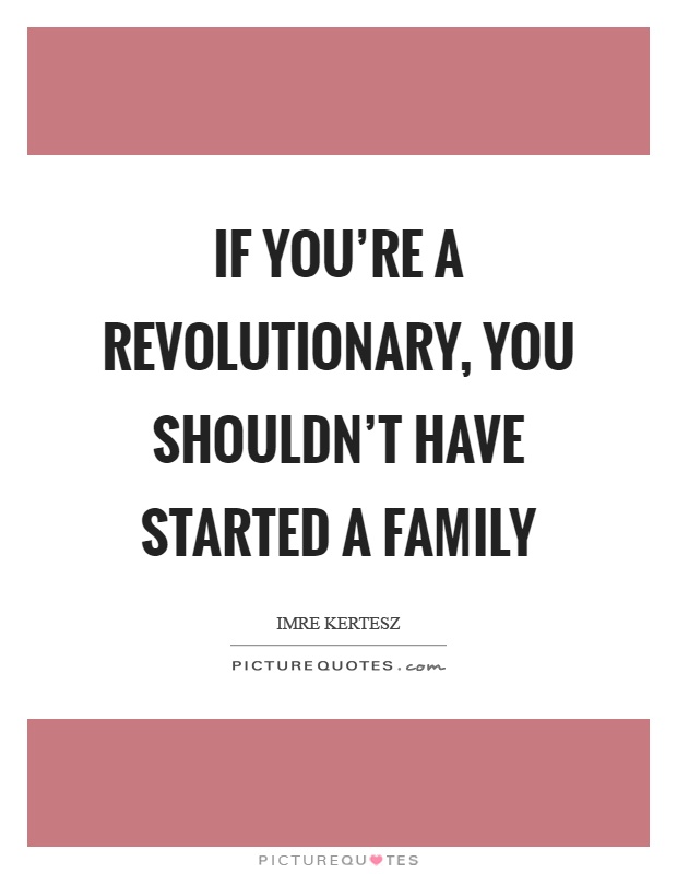 If you're a revolutionary, you shouldn't have started a family Picture Quote #1