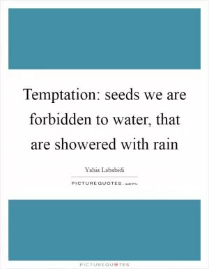 Temptation: seeds we are forbidden to water, that are showered with rain Picture Quote #1