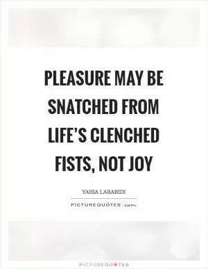 Pleasure may be snatched from life’s clenched fists, not joy Picture Quote #1