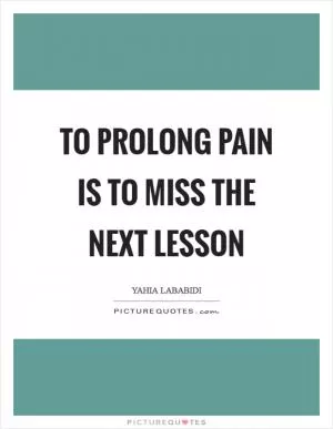 To prolong pain is to miss the next lesson Picture Quote #1