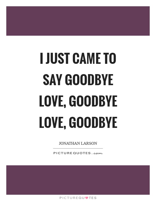 I just came to say goodbye love, goodbye love, goodbye Picture Quote #1