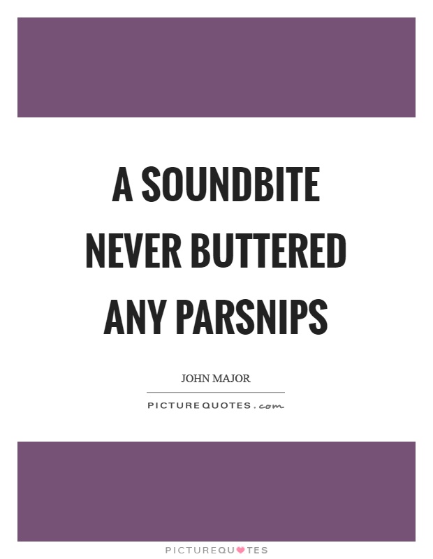 A soundbite never buttered any parsnips Picture Quote #1