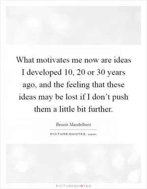 What motivates me now are ideas I developed 10, 20 or 30 years ago, and the feeling that these ideas may be lost if I don’t push them a little bit further Picture Quote #1