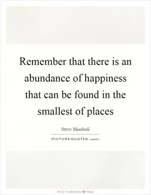 Remember that there is an abundance of happiness that can be found in the smallest of places Picture Quote #1