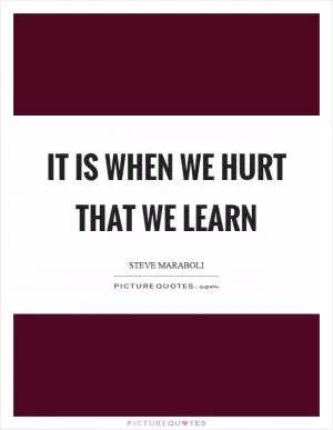 It is when we hurt that we learn Picture Quote #1