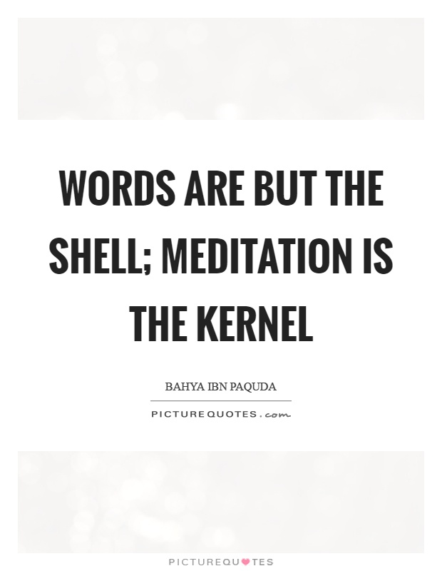 Words are but the shell; meditation is the kernel Picture Quote #1